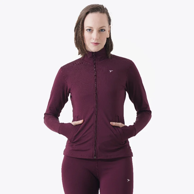 Tf-Maroon Velocity Women Jacket Zippered Jacket Buttoned Jacket Snapped Jacket