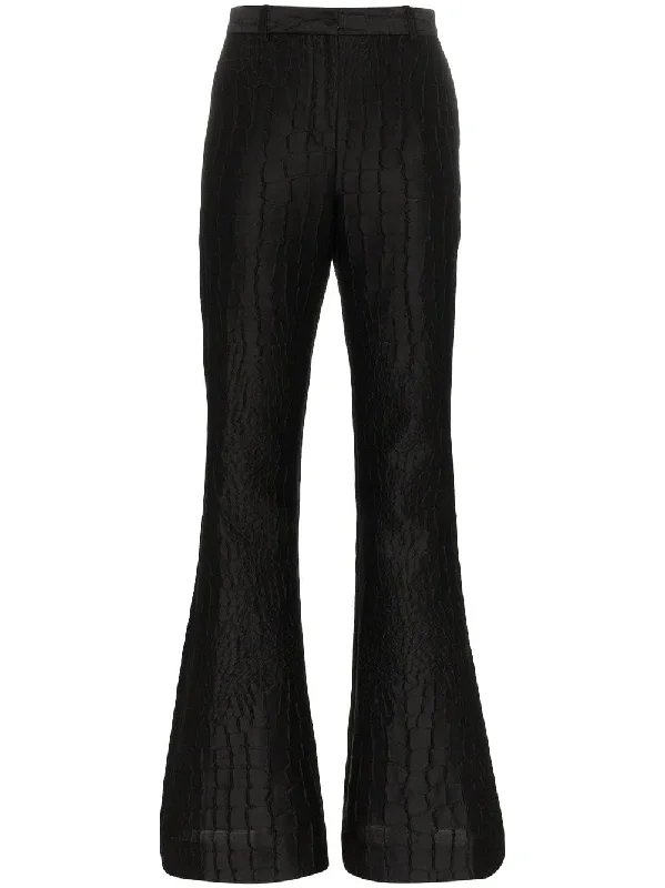 mock croc silk jacquard trousers Trousers cozy comfortable