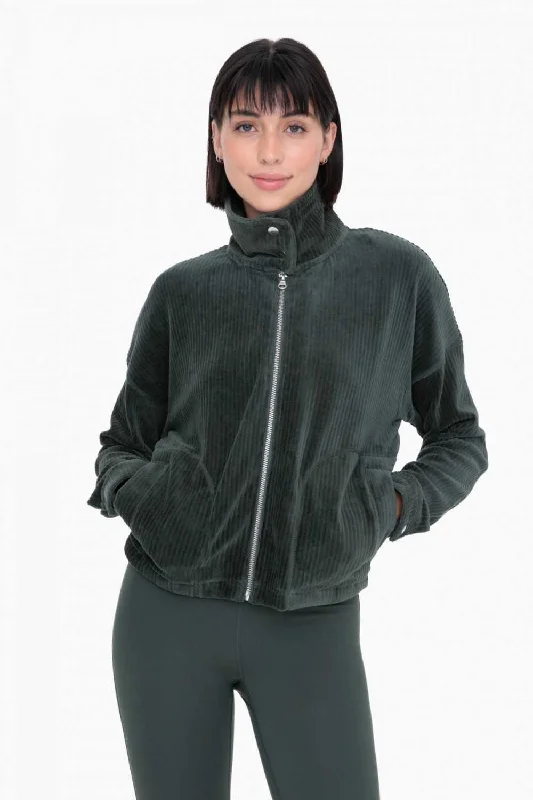 Women's Mono B | Corduroy Moto Style Jacket | Deep Forest Green Satin Jacket Silk Jacket Chiffon Jacket Women's Mono B | Corduroy Moto Style Jacket | Deep Forest Green Satin Jacket Silk Jacket Chiffon Jacket