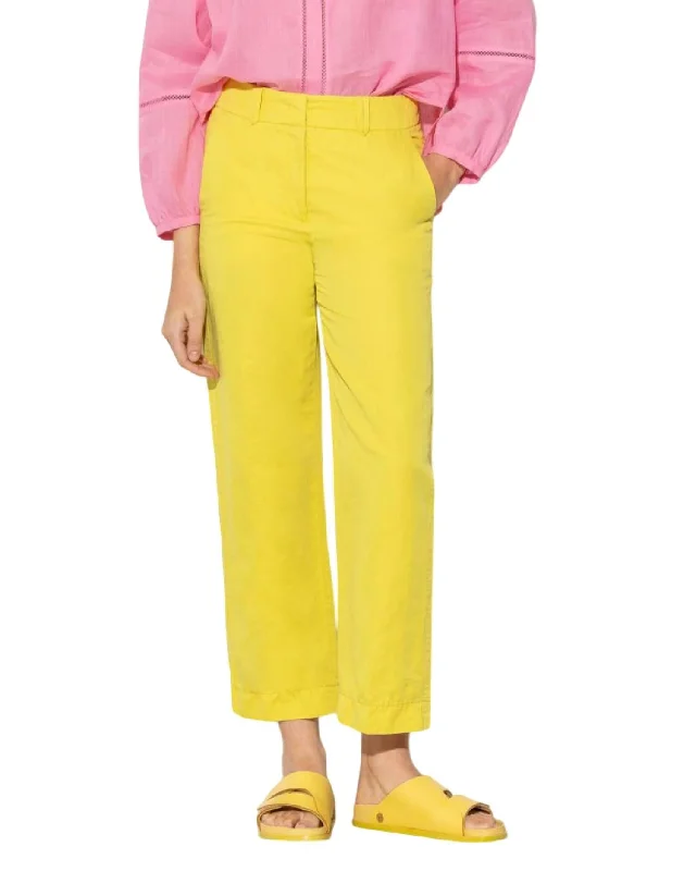 Women's Crop Linen Trouser In Lemon Trousers Hiking Durable