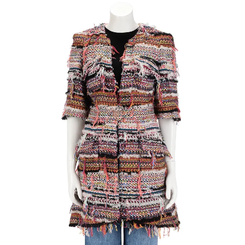 Chanel Multi Colour Fantasy Tweed S/S Jacket FR 40 Satin Jacket Silk Jacket Chiffon Jacket