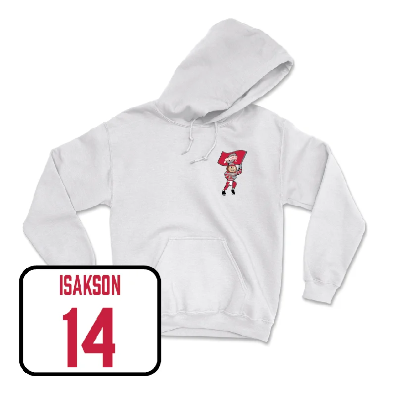 Women's Lacrosse White Brutus Hoodie  - SK Isakson Hoodie with Elastic Waist Stretchable Comfortable