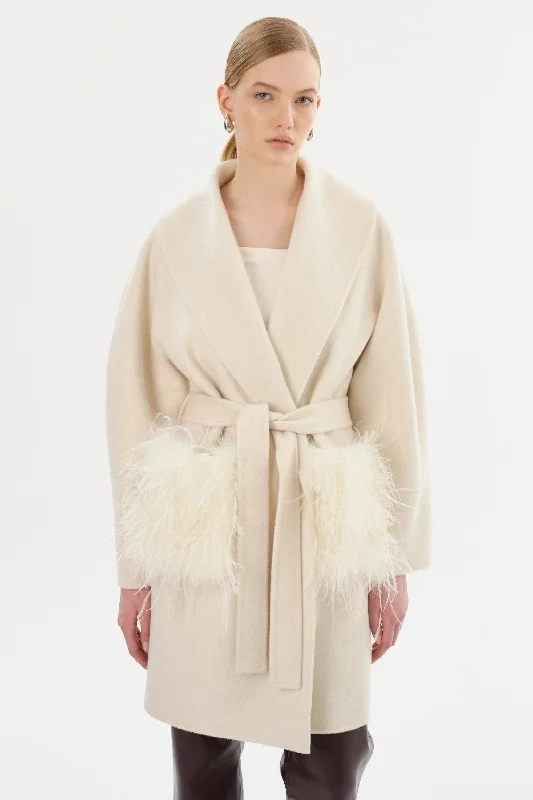 MARIE | Shawl Collar Wool Coat Warm Cashmere Shawl Cape