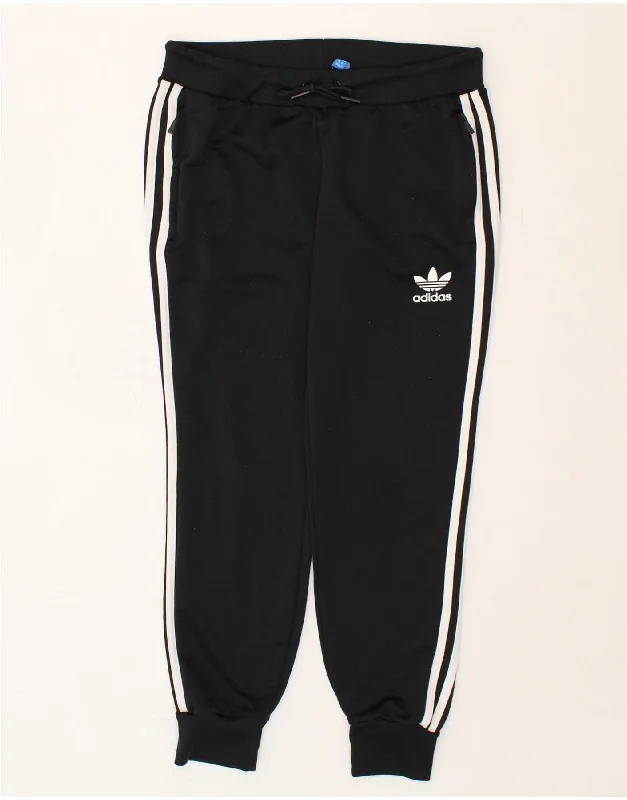 ADIDAS Womens Tracksuit Trousers Joggers UK 14 Large  Black Polyester Trousers Brand Named