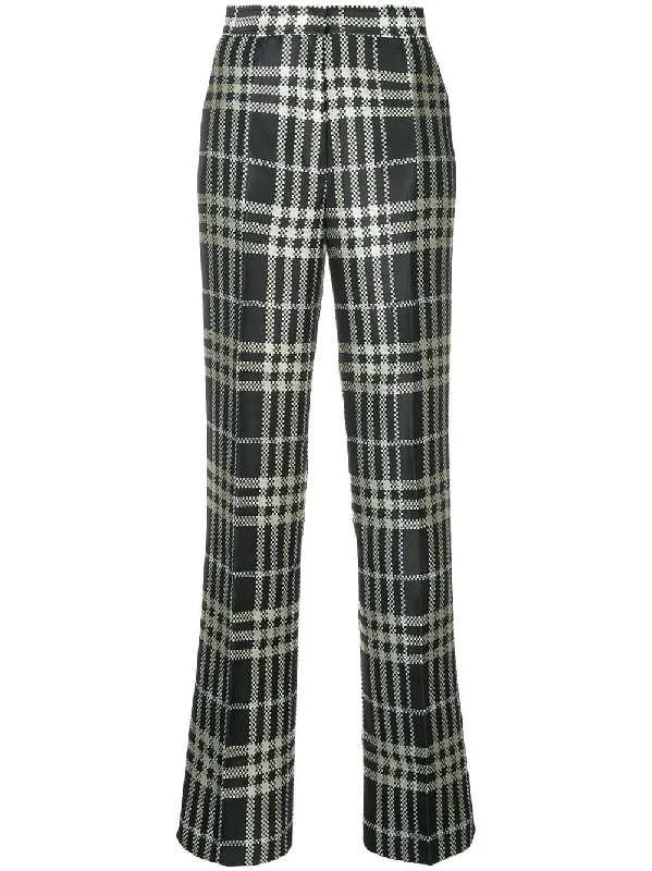 plaid straight leg trousers Trousers practical durable