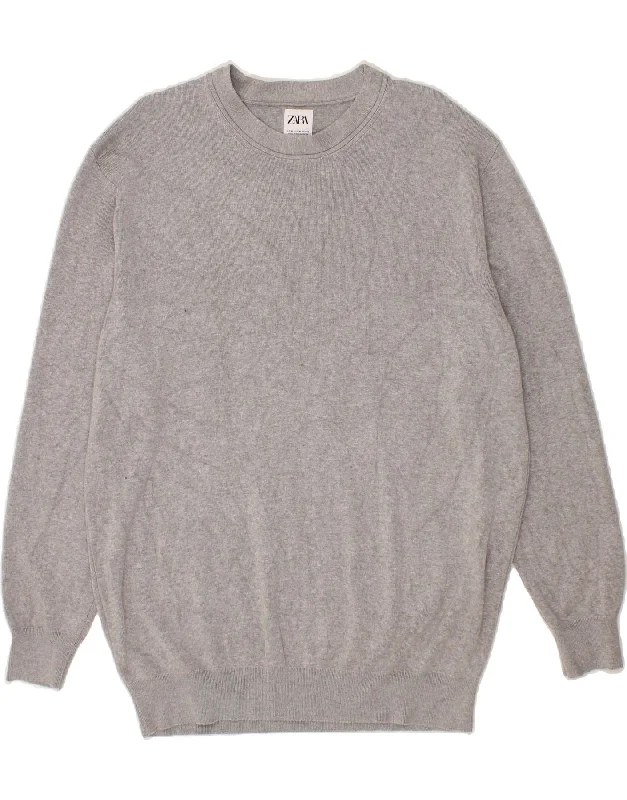 ZARA Womens Boat Neck Jumper Sweater UK 18 XL Grey Viscose Terry Blend Velvet Blend Canvas Blend ZARA Womens Boat Neck Jumper Sweater UK 18 XL Grey Viscose Terry Blend Velvet Blend Canvas Blend