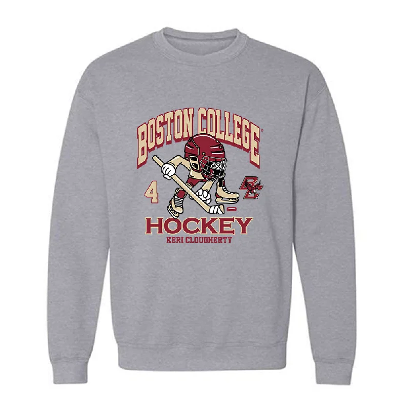 Boston College - NCAA Women's Ice Hockey : Keri Clougherty - Crewneck Sweatshirt Fashion Shersey Hoodie with Hem Patch Decorative Personalized Boston College - NCAA Women's Ice Hockey : Keri Clougherty - Crewneck Sweatshirt Fashion Shersey Hoodie with Hem Patch Decorative Personalized