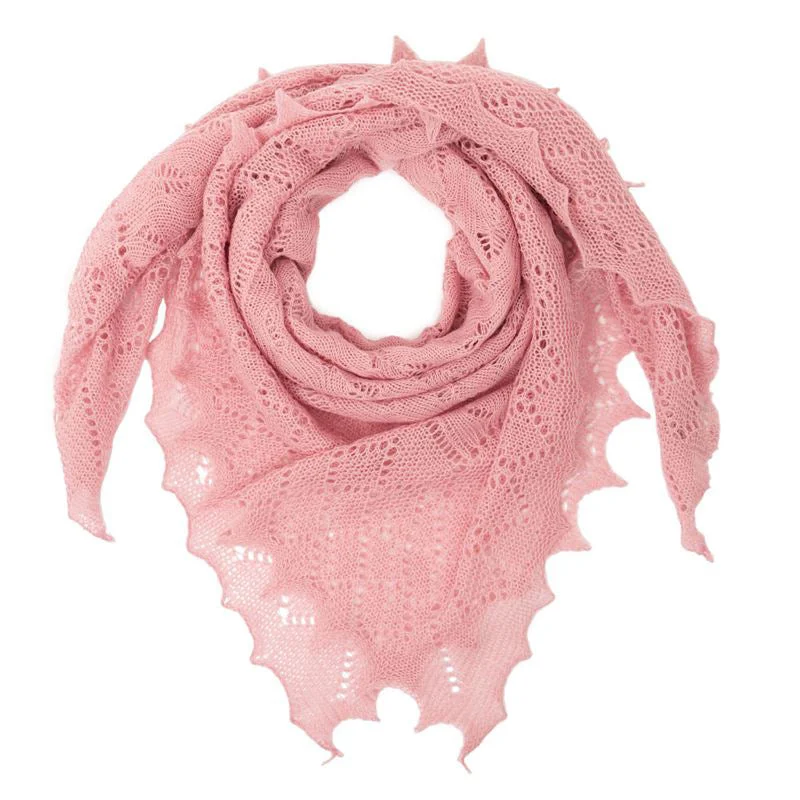G.H.Hurt & Son Classic Shetland Style Merino Wool Shawl - Mushroom Cozy Knit Shawl Cape