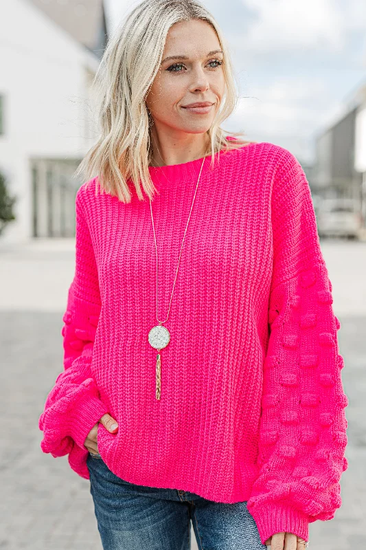 Ins and Outs of Love Hot Pink Chunky Knit Sweater Chenille Fabric Brocade Fabric Lace Fabric