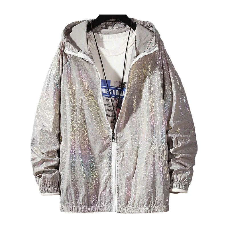 Women Basic Jackets Summer 2020 Colorful Reflective Causal Thin Windbreaker Women Hooded Jackets Coat Zipper Bomber veste femme Mesh Jacket Canvas Jacket Denim Jacket