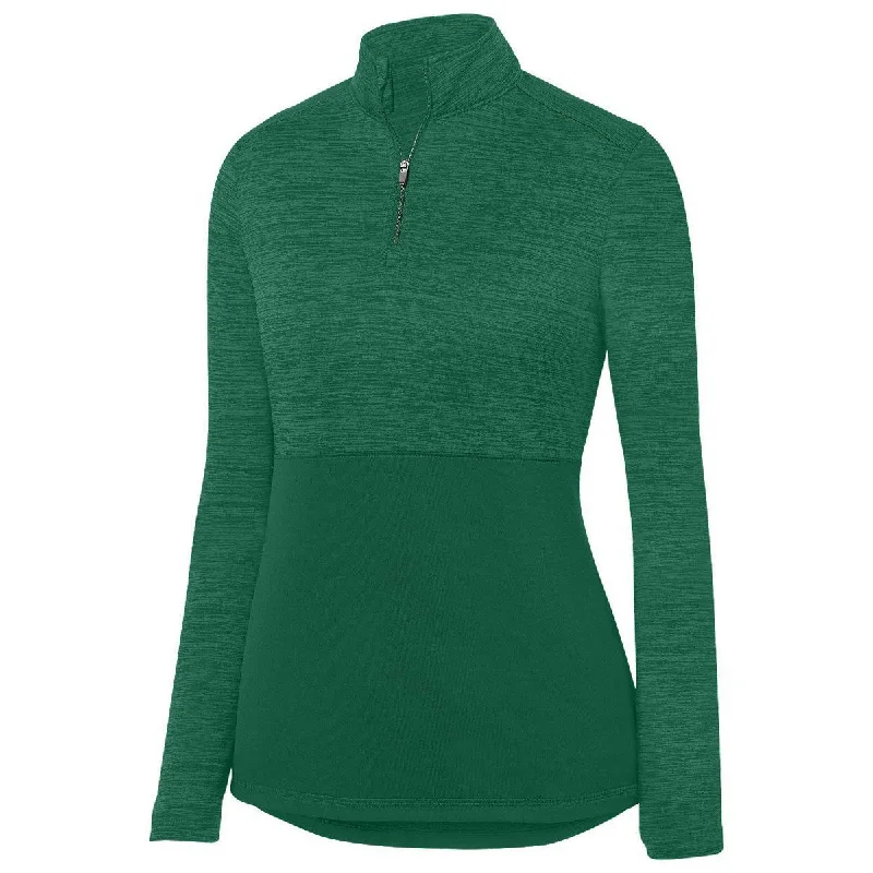 Augusta Women's Dark Green Shadow Tonal Heather Quarter Zip Pullover Soft Wool Sweater Augusta Women's Dark Green Shadow Tonal Heather Quarter Zip Pullover Soft Wool Sweater