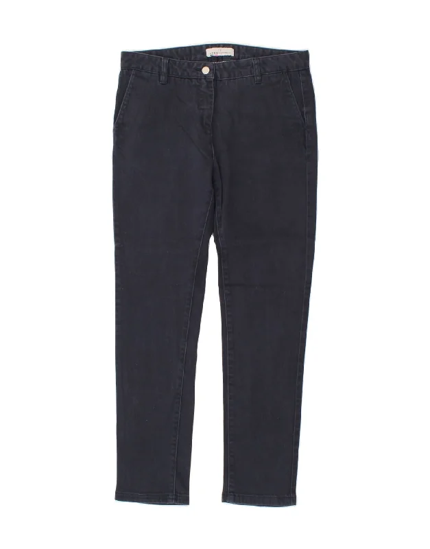 CREW CLOTHING Womens Slim Chino Trousers UK 12 Medium W34 L29  Navy Blue Trousers Evening Elegant