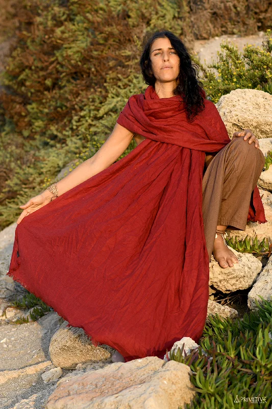 Huge Handwoven Raw Silk Shawl ~ Comfortable Plaid Shawl Wrap