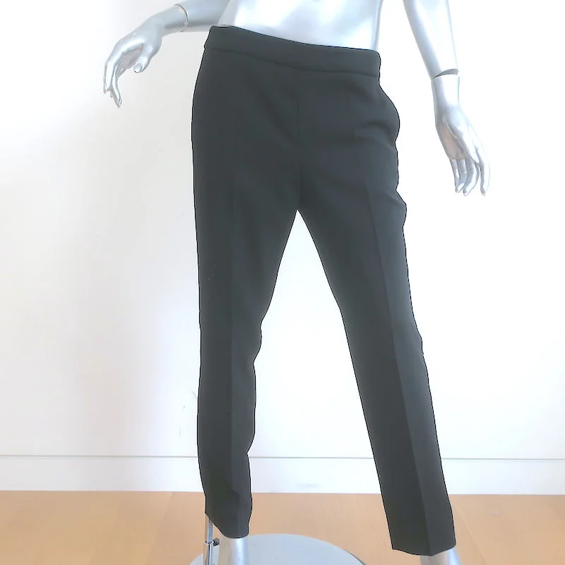 Armani Collezioni Trousers Black Stretch Virgin Wool Size 6 Straight Leg Pants Trousers Silk Elegant