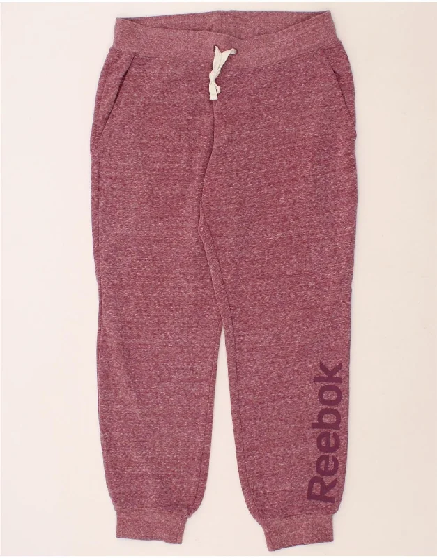 REEBOK Womens Tracksuit Trousers Joggers UK 16/18 Large  Burgundy Flecked Trousers Culottes Wide Leg