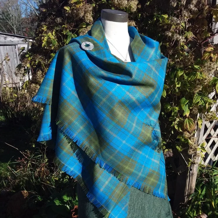 Half Shawl~100% Wool Clan Tartan Trendy Crochet Shawl Scarf