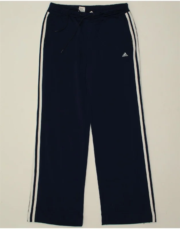 ADIDAS Womens Tracksuit Trousers UK 12 Medium Navy Blue Polyester Trousers High Rise Slim Fit