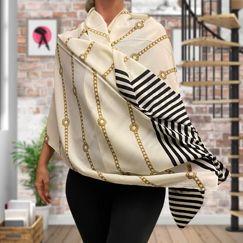 Fashion Tight Chain Patterned Fashion Shawls Lightweight Cotton Shawl