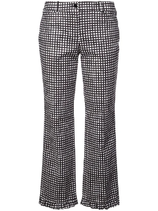gingham ruffle-hem trousers Trousers Satin Smooth
