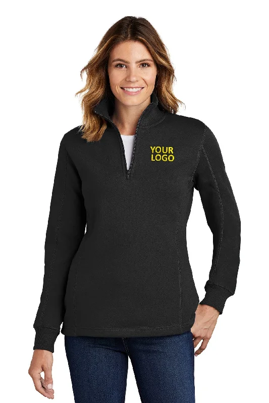 Sport-Tek Ladies Customized 1/4-Zip Sweatshirts, Black Hoodie with Cuffed Sleeves Snug Secure