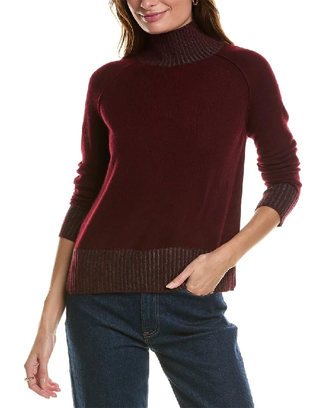 Forte Cashmere Plaited Turtleneck Cashmere Pullover Slouchy Comfort Pullover