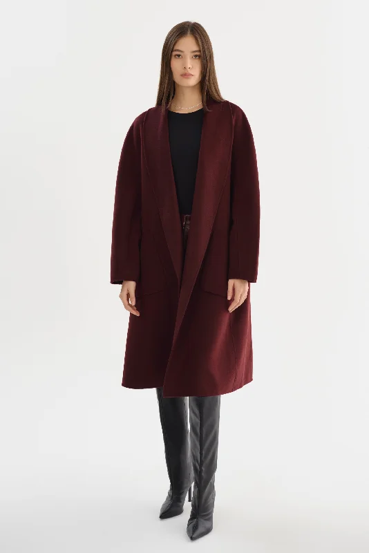 THARA | Shawl Collar Wool Coat Cozy Wool Shawl Poncho