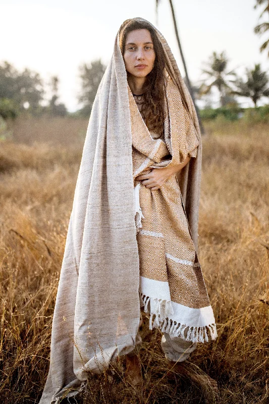 Tribal Handwoven Raw Silk Shawl Stylish Wool Shawl Wrap
