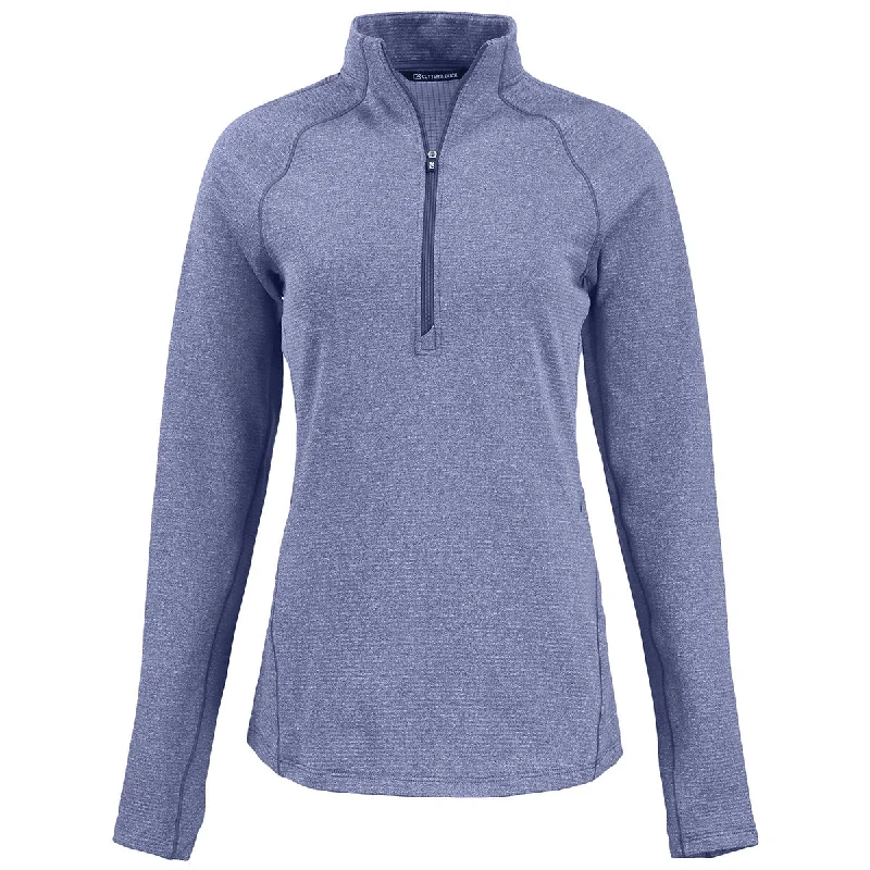 Cutter & Buck Women's Tour Blue Heather Peshastin Eco Recycled Half Zip Pullover Leg Sleeve Comfort Cutter & Buck Women's Tour Blue Heather Peshastin Eco Recycled Half Zip Pullover Leg Sleeve Comfort