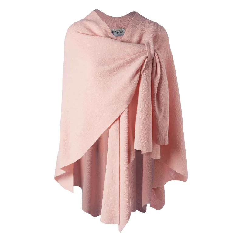 Lambswool Draped Shawl- Pink Comfortable Knitted Shawl Wrap