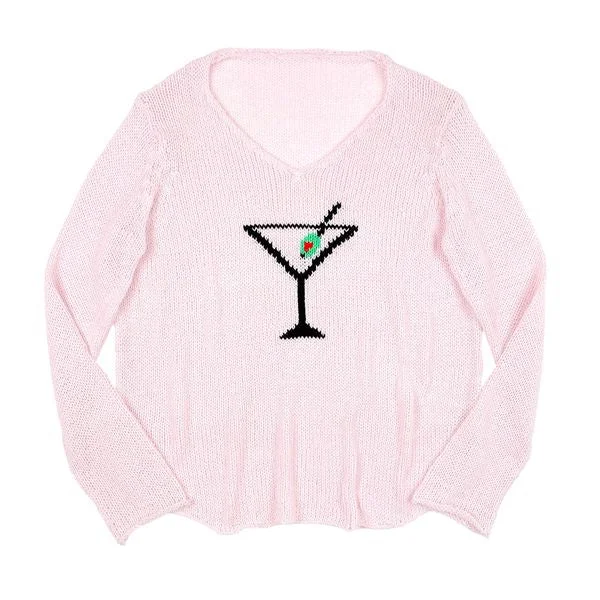 MARTINI PINK V-NECK SWEATER Elasticated Padded Insulated