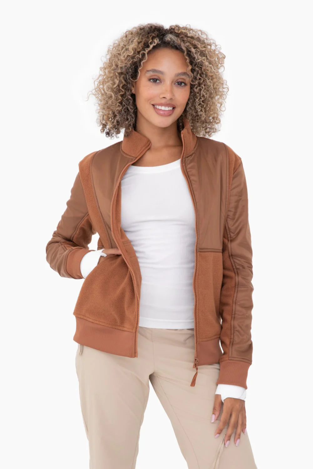 Women's Mono B | Textured Fleece Jacket | Camel Mesh Jacket Canvas Jacket Denim Jacket Women's Mono B | Textured Fleece Jacket | Camel Mesh Jacket Canvas Jacket Denim Jacket