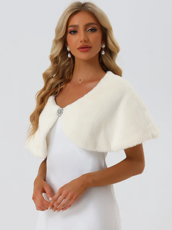 Elegant Faux Fur Shawl Bridal Wedding Party Wrap Stole Shrug Warm Cashmere Shawl Wrap