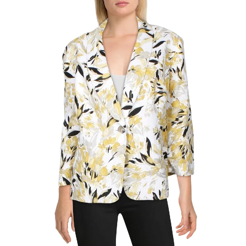Plus Womens Floral Shawl Collar One-Button Blazer Comfortable Summer Shawl Wrap