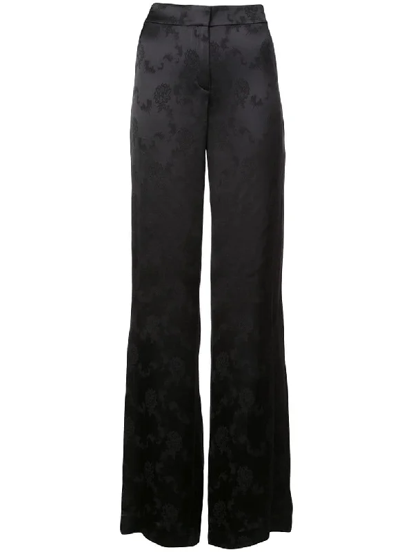 wide-leg printed trousers Trousers Formal Black