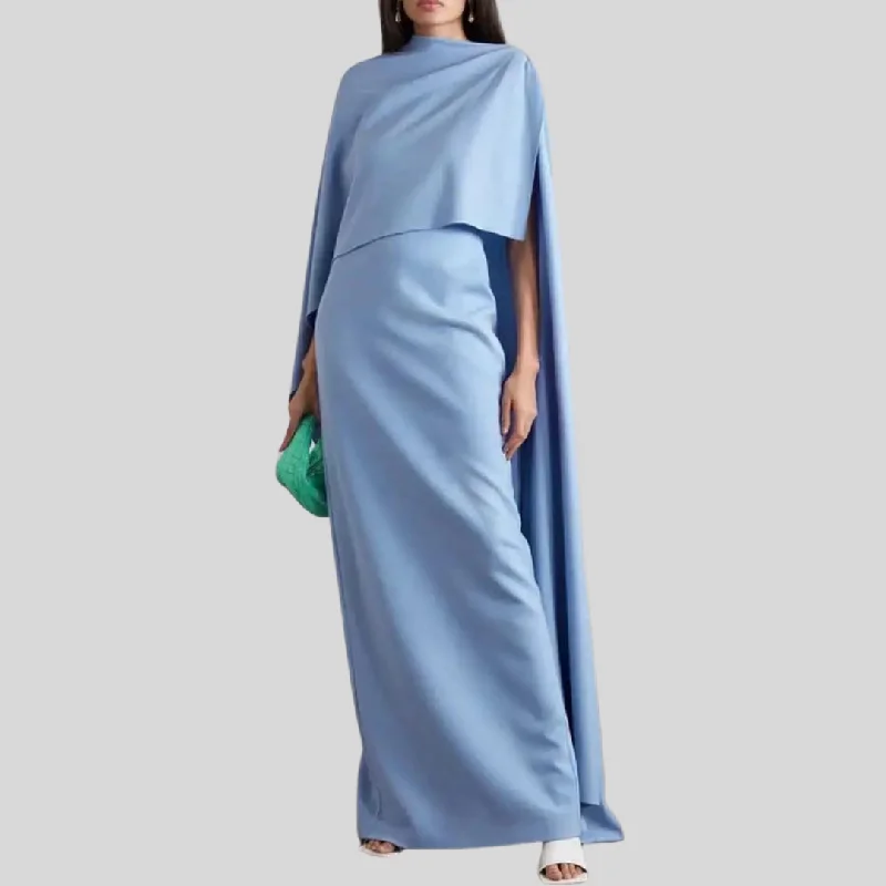Blue Shawl Sleeve Elegant Dress Chic Knitted Shawl Wrap