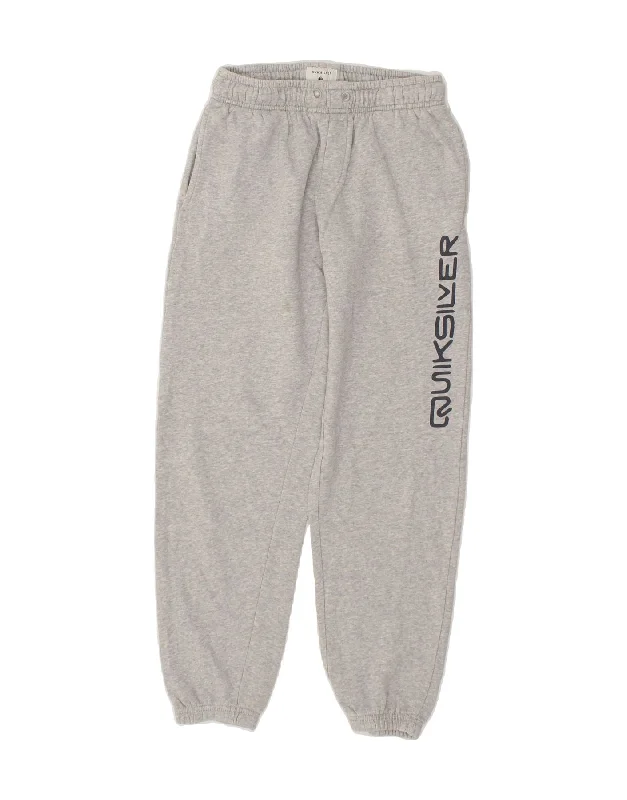 QUIKSILVER Womens Graphic Tracksuit Trousers Joggers UK 12 Medium  Grey Trousers Satin Smooth