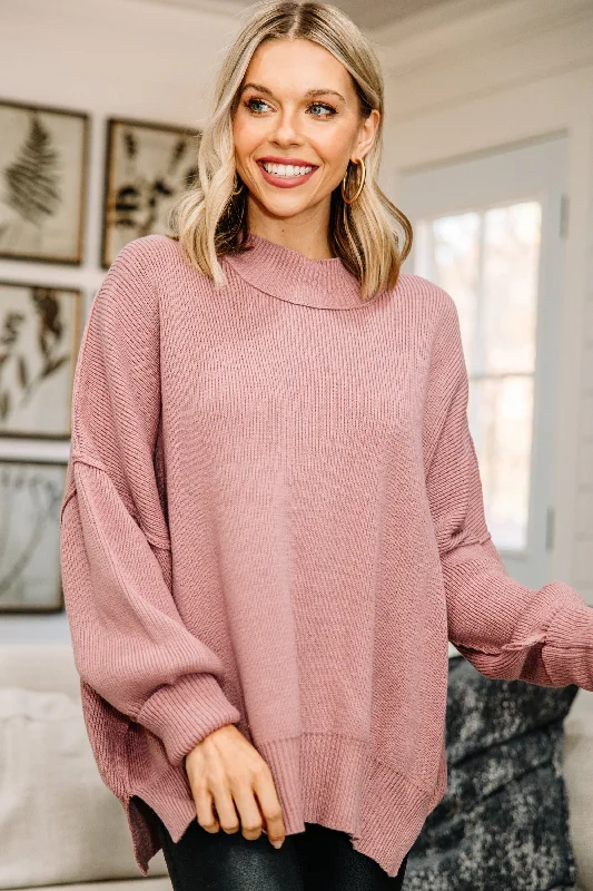 Prepare Yourself Light Rose Pink Oversized Sweater Seamless Knitted Crochet