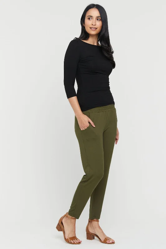 Peggy Bamboo Trouser - Dark Olive Trousers Party Sparkling