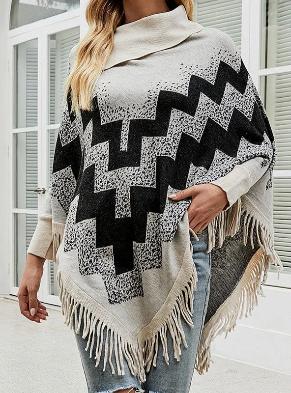 LOOSE TASSEL SWEATER SHAWL CLOAK Trendy Sheer Shawl Wrap
