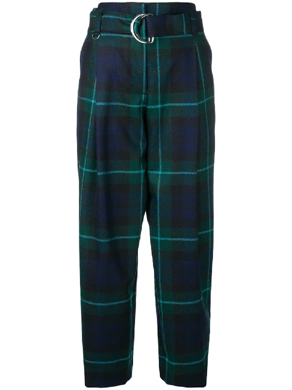 checked D-ring belt trousers Trousers stylish elegant