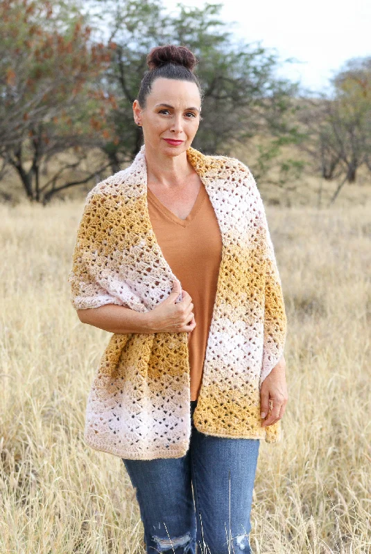 Shell Shawl (Crochet) Lightweight Silk Shawl