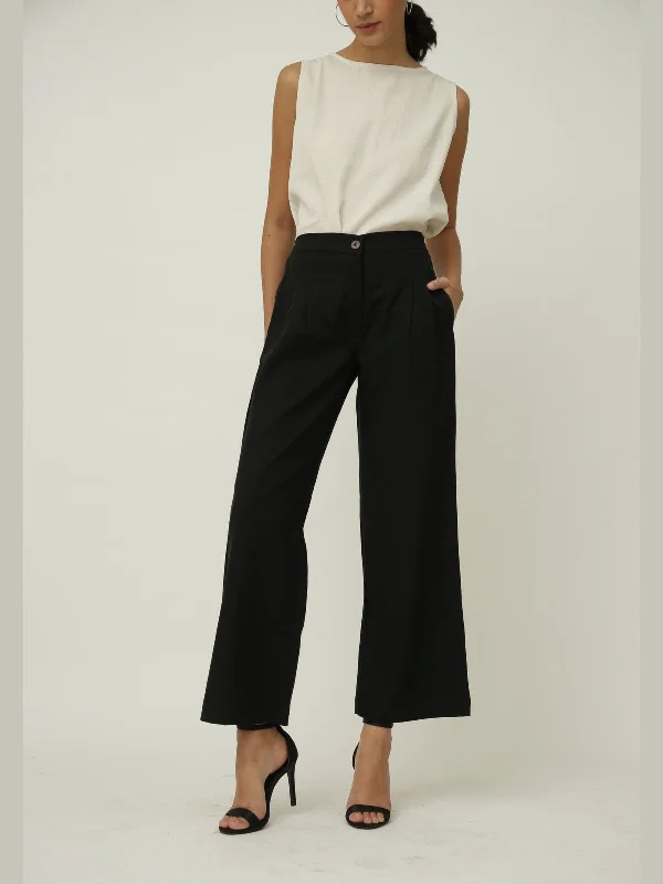 Women Tencel Solid Pleated front Trousers Trousers Striped Patterned