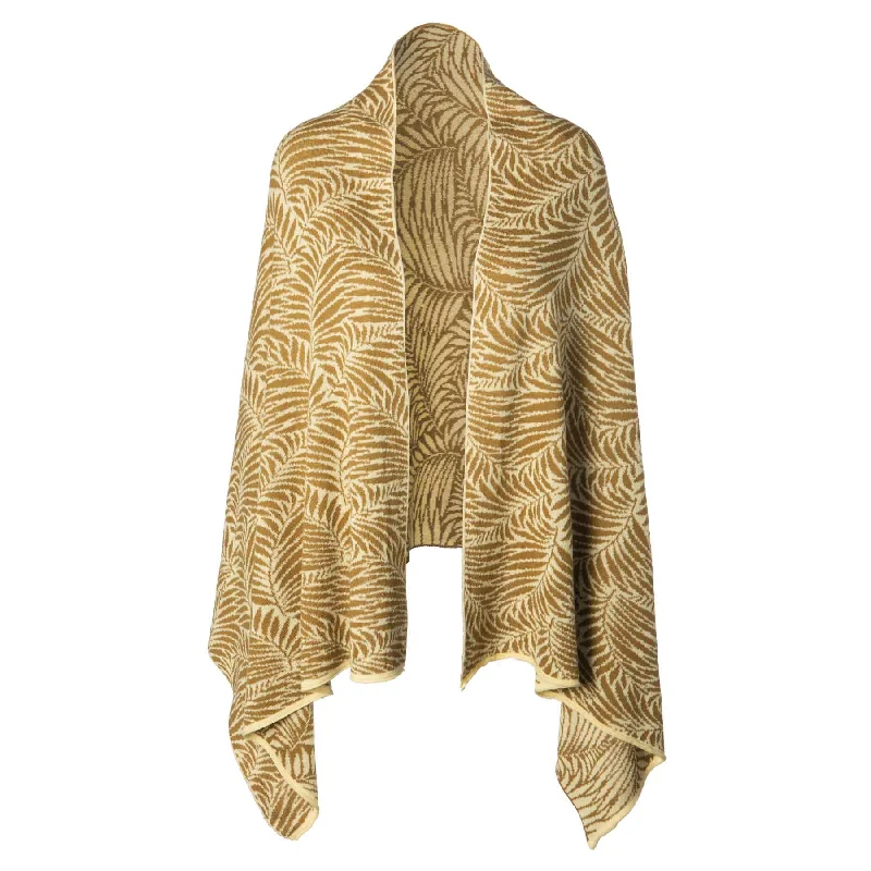 Newgrange Fern Shawl- Brown Classic Knit Shawl Wrap