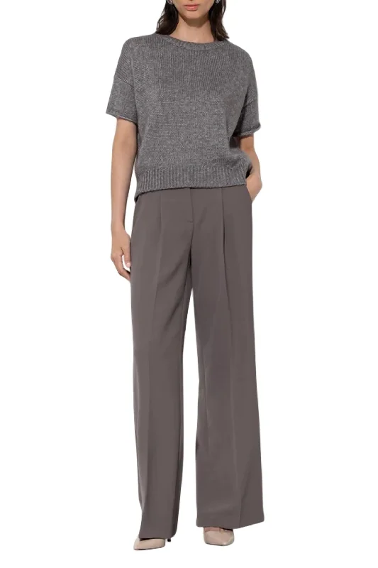 Wide Leg Trouser In Taupe Trousers Fall Fleece