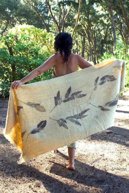 Ancient Path Wool Shawl with Botanical Print Fashionable Silk Shawl Wrap