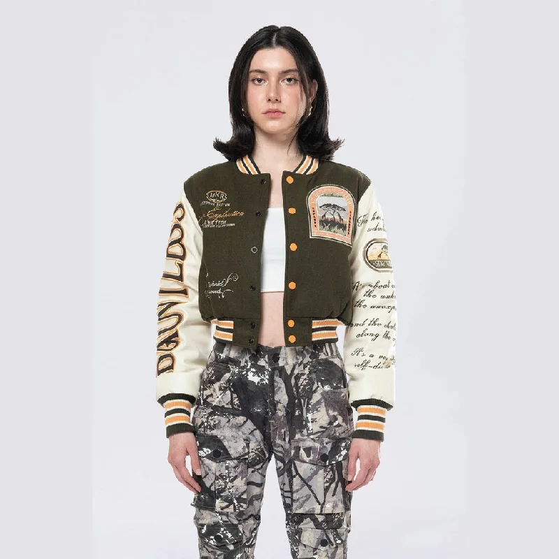 Cropped Safari Varsity Jacket - Forest Green Faux Fur Jacket Real Fur Jacket Shearling Jacket Cropped Safari Varsity Jacket - Forest Green Faux Fur Jacket Real Fur Jacket Shearling Jacket