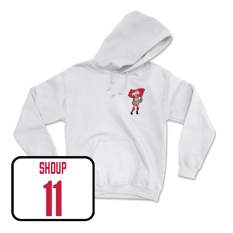 Women's Lacrosse White Brutus Hoodie - Gracie Shoup Hoodie with Hem Applique Textured Unique