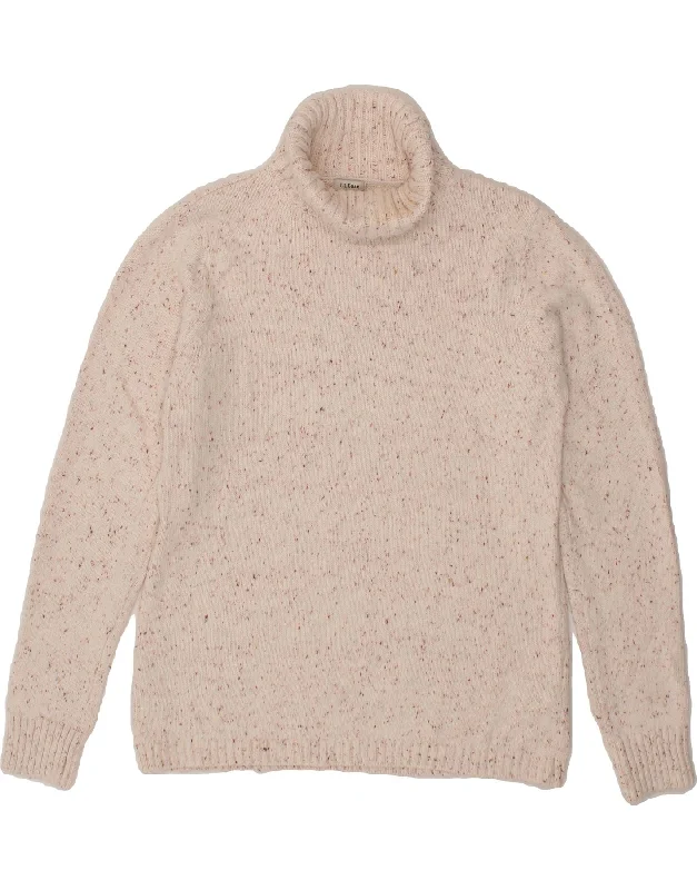 L.L.BEAN Womens Roll Neck Jumper Sweater UK 14 Medium White Flecked Cotton Transparent Opaque Sheer L.L.BEAN Womens Roll Neck Jumper Sweater UK 14 Medium White Flecked Cotton Transparent Opaque Sheer