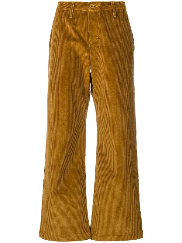 corduroy wide leg trousers Cropped Trousers Casual Linen