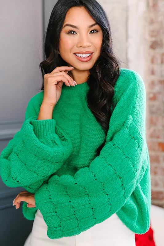 Feeling Close To You Kelly Green Textured Sweater Thin Thick Dense